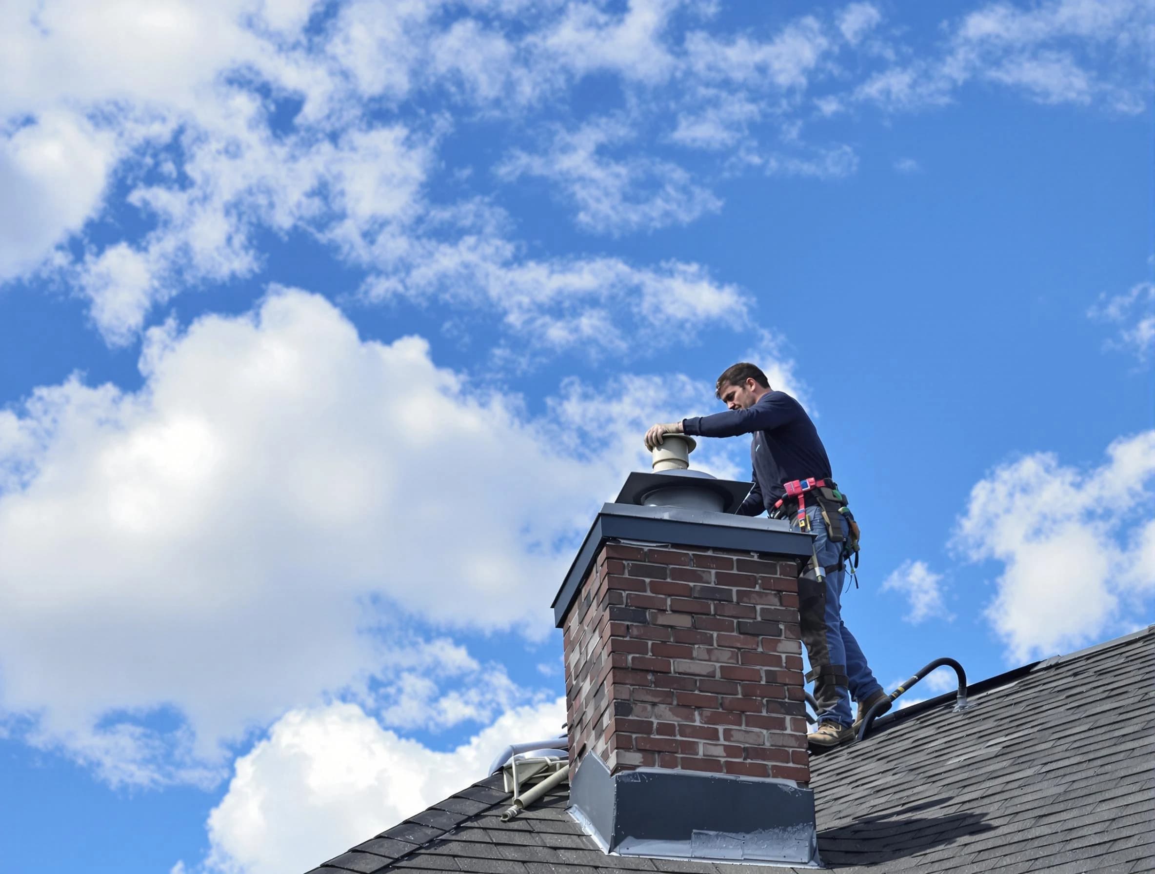Lafayette Chimney Sweep installing a sturdy chimney cap in Lafayette, TN