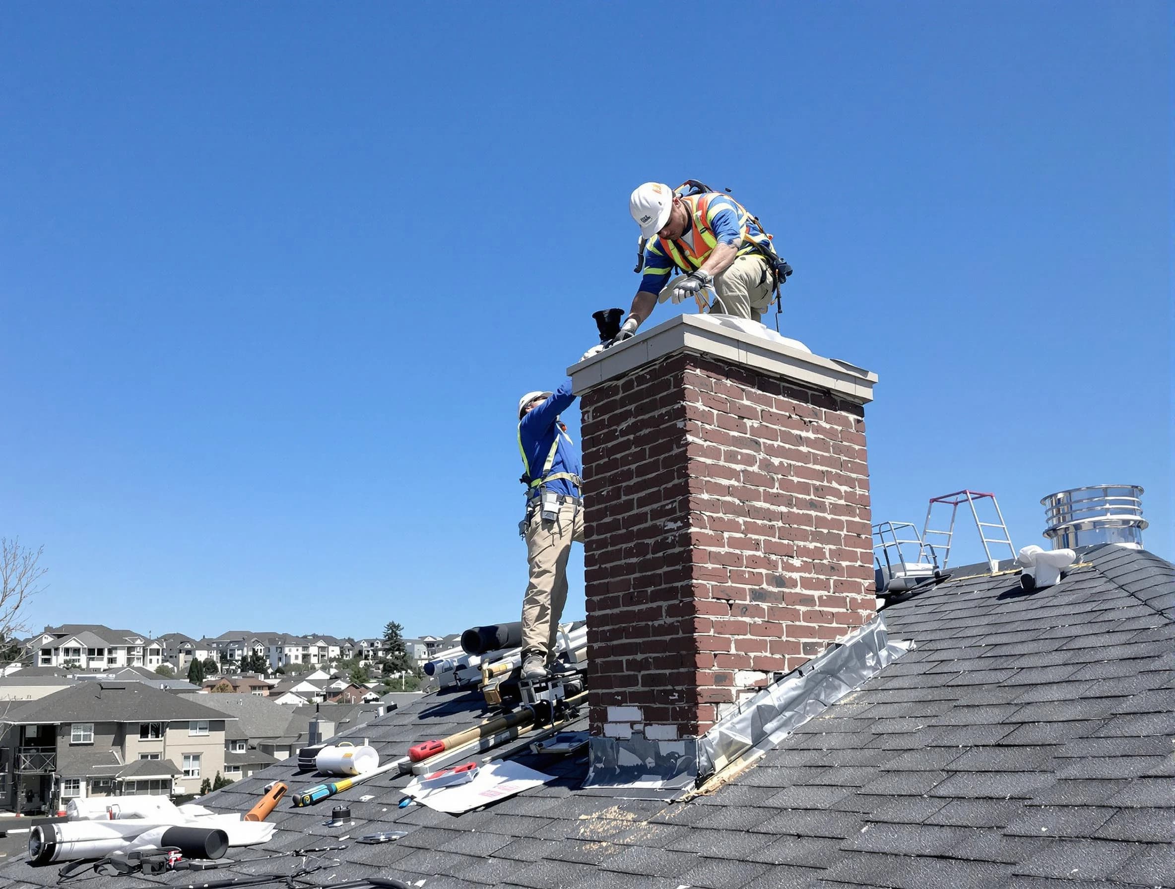 Lafayette Chimney Sweep repairing a chimney crown in Lafayette, TN