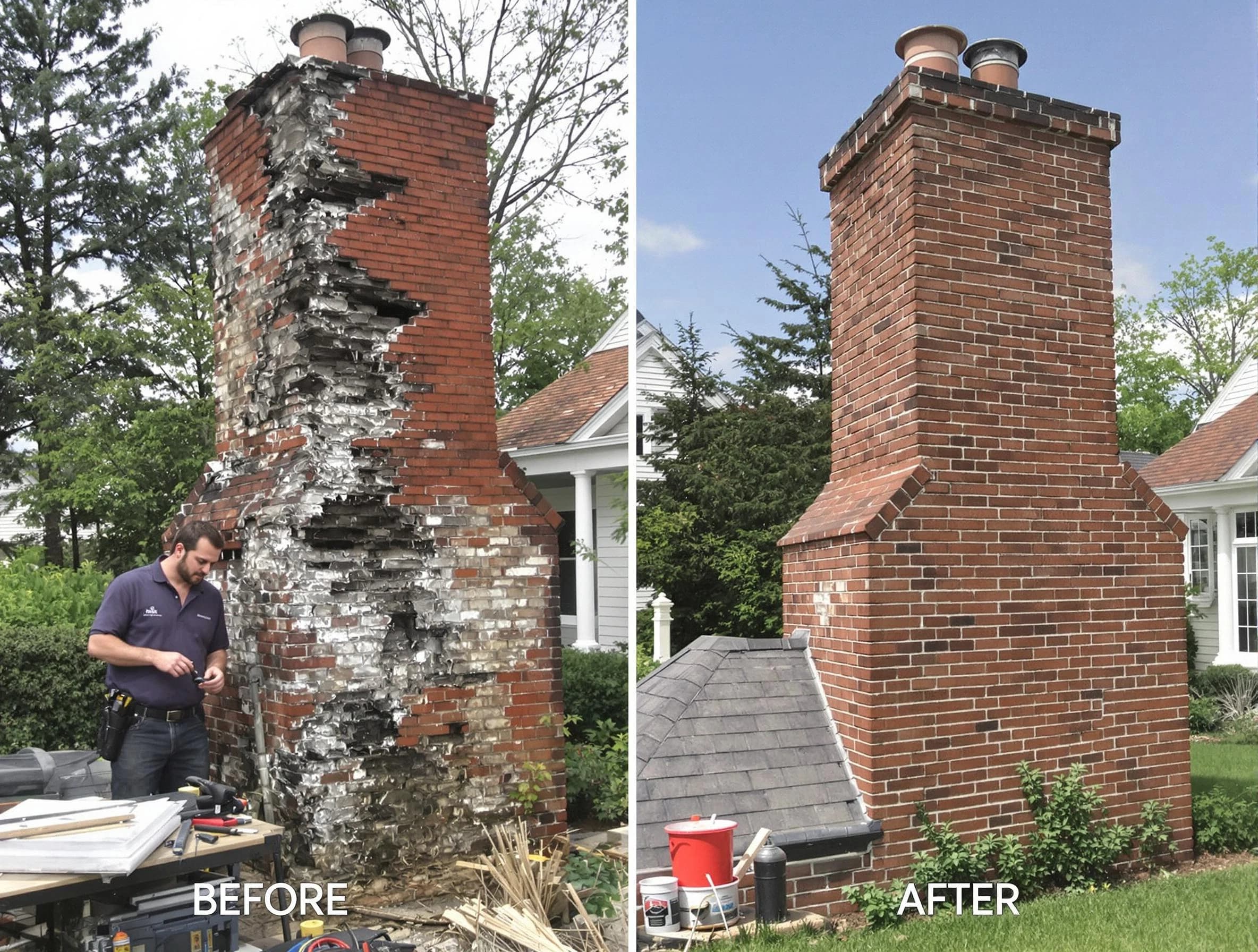 Lafayette Chimney Sweep performing a full chimney restoration in Lafayette, TN