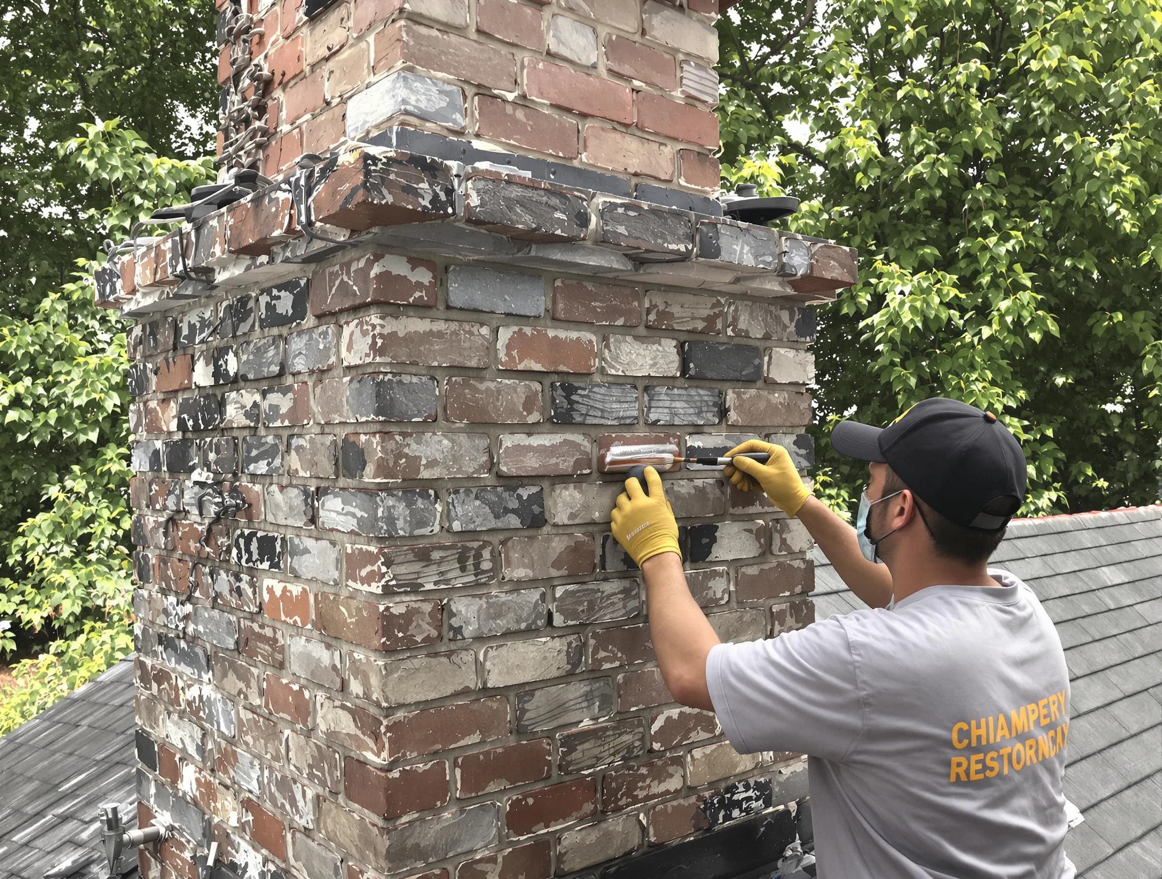 In-progress chimney restoration by Lafayette Chimney Sweep in Lafayette, TN