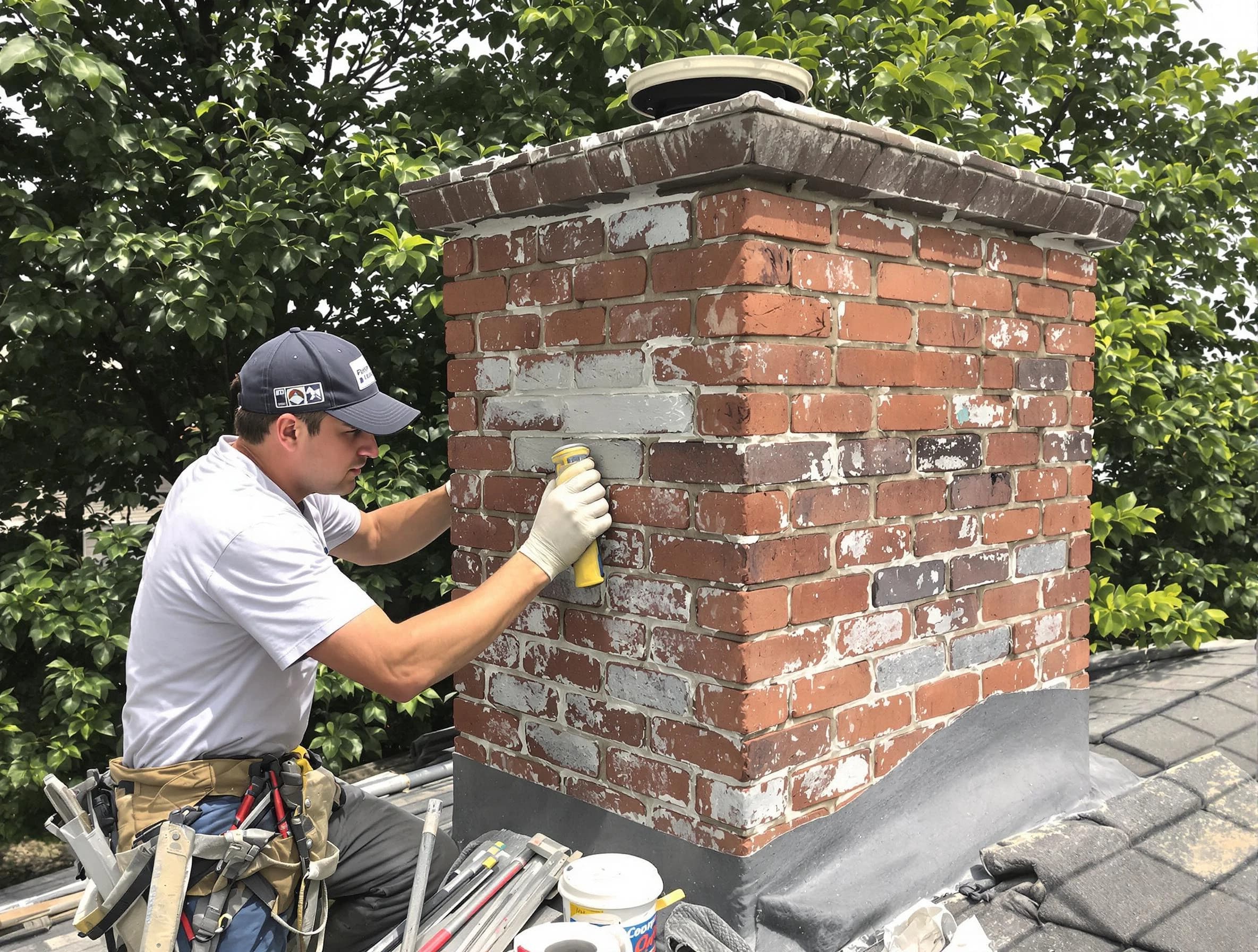 Lafayette Chimney Sweep restoring an aging chimney in Lafayette, TN