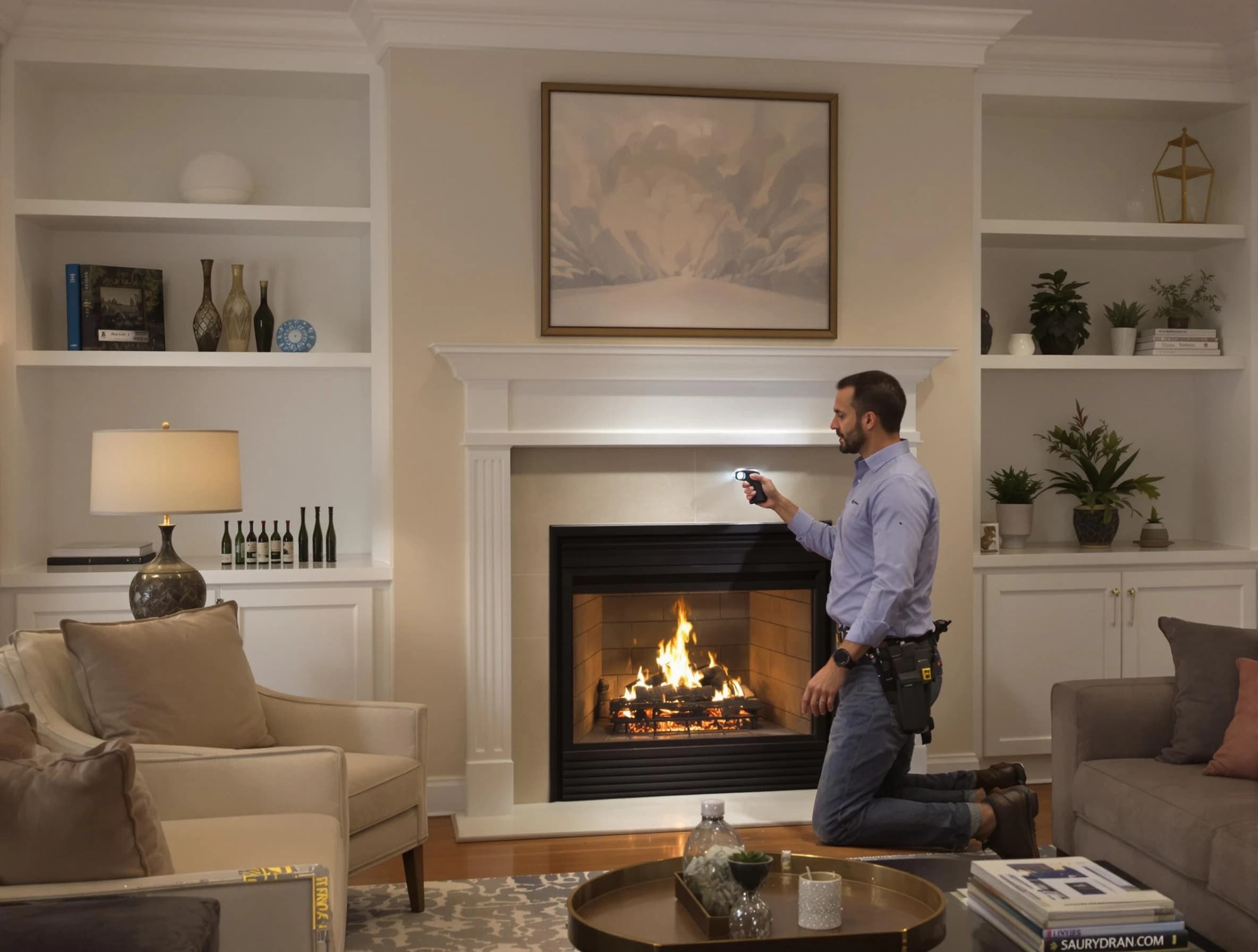 Lafayette Chimney Sweep conducting a fireplace safety inspection in Lafayette, TN