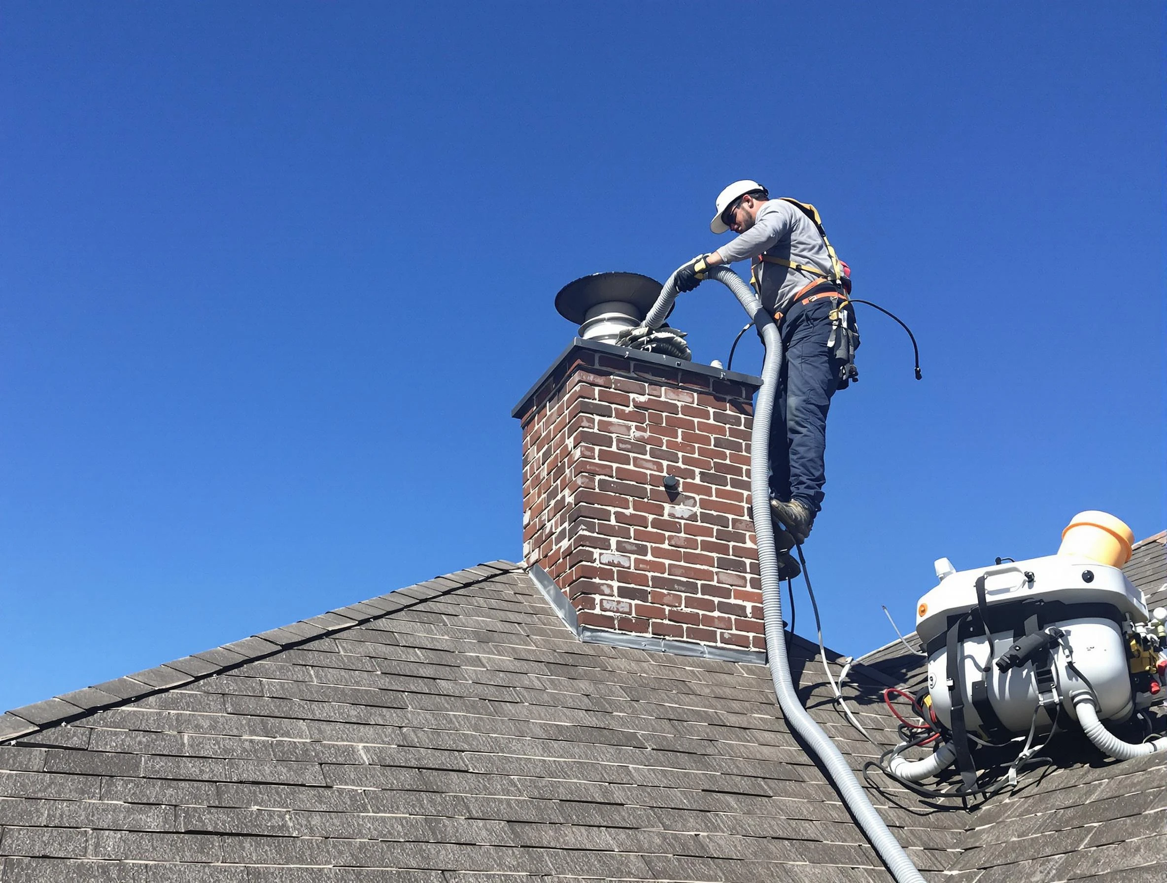 Dedicated Lafayette Chimney Sweep team member cleaning a chimney in Lafayette, TN