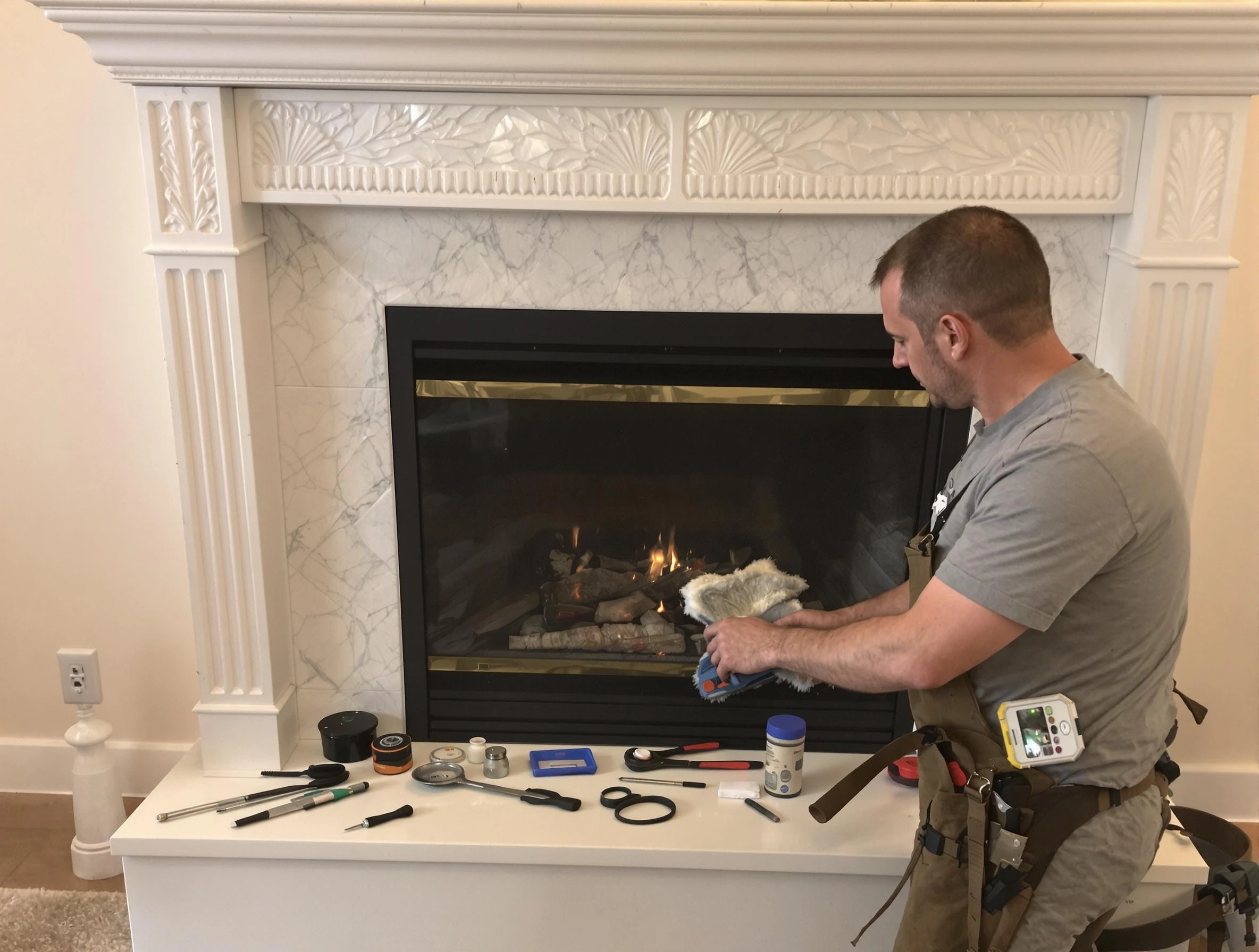 Lafayette Chimney Sweep performing fireplace maintenance in Lafayette, TN