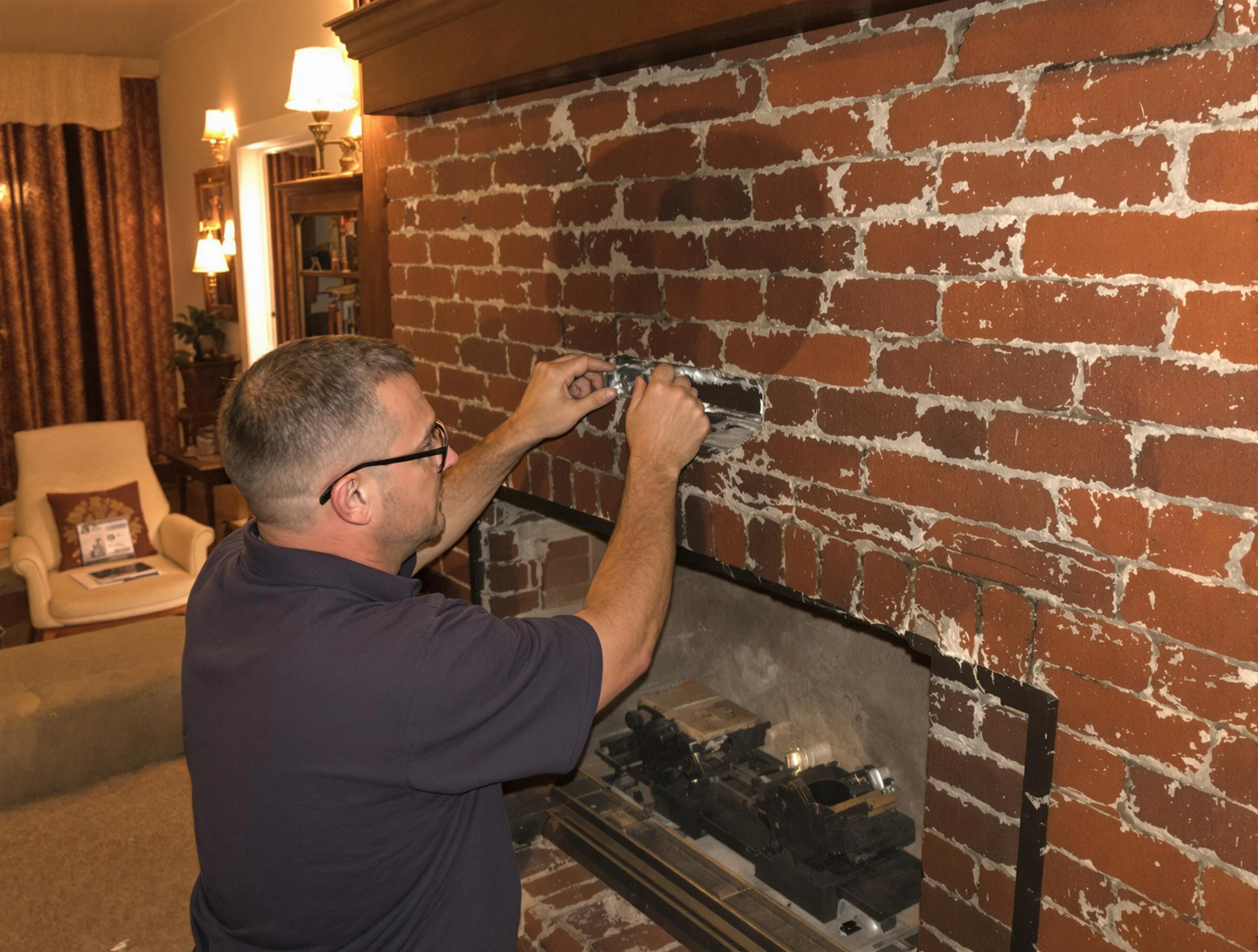Lafayette Chimney Sweep expert fixing a fireplace in Lafayette, TN